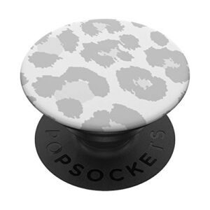 white gray leopard cheetah skin print pattern popsockets swappable popgrip