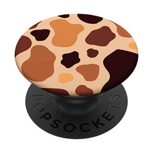 cute brown cow print pattern girls women fashion popsockets swappable popgrip