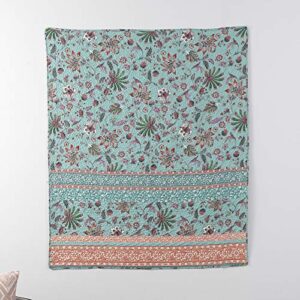 Greenland Home Barefoot Bungalow Audrey Throw Blanket, 50 x 60-inch, Turquoise