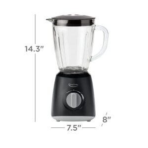 Betty Crocker Countertop Blending System 2 Speeds & Pulse, Easy Ice Crushing for Shakes & Smoothies, Dishwasher-Safe 48-Oz Pitcher, Black