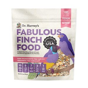 dr. harvey's fabulous finch food for outside feeder and indoor birds- premium bird feed with seeds, nuts, fruits, vegetables for finches trial size (4 oz)