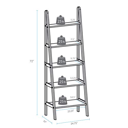 Casual Home 5-Shelf Ladder Bookcase, Espresso (New)