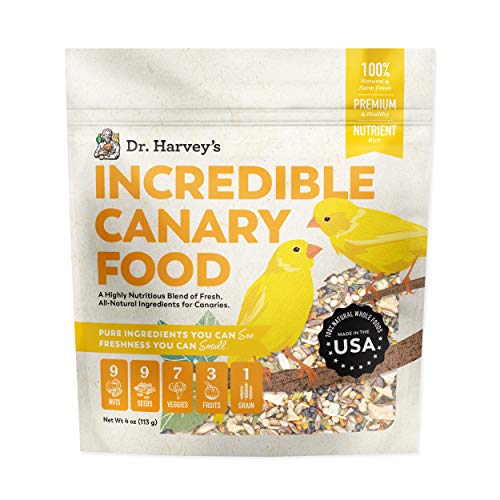 Dr. Harvey's Incredible Canary Food, Wholesome Seeds, Nuts, Fruits, and Vegetables Bird Feed for Singing Canaries, Trial Size (4 Oz)