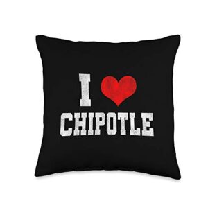 i love chipotle home decor gifts i love funny chipotle lover throw pillow, 16x16, multicolor