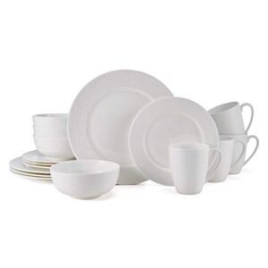 mikasa indira chip resistant 16-piece dinnerware set, service for 4, white