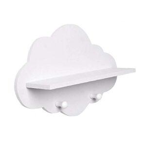 Hanger Rack, Cloud Shelves Cloud Shape Wood Floating Shelf White Floating Shelves Wall Mount Display Board Coat Hanger Storage Rack Nursery Accessories