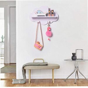 Hanger Rack, Cloud Shelves Cloud Shape Wood Floating Shelf White Floating Shelves Wall Mount Display Board Coat Hanger Storage Rack Nursery Accessories