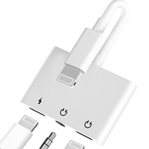 Headphone Adapter Lightning to 3.5mm AUX Audio Jack and Charger Extender Dongle Earphone Headset Splitter Compatible with iPhone 11 12 Mini pro max xs xr x se2 7 8 Plus for Ipad Air Cable Converter