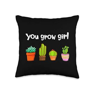 green thumb gift depot gift for gardeners & plant lovers funny cactus pun succulent throw pillow, 16x16, multicolor