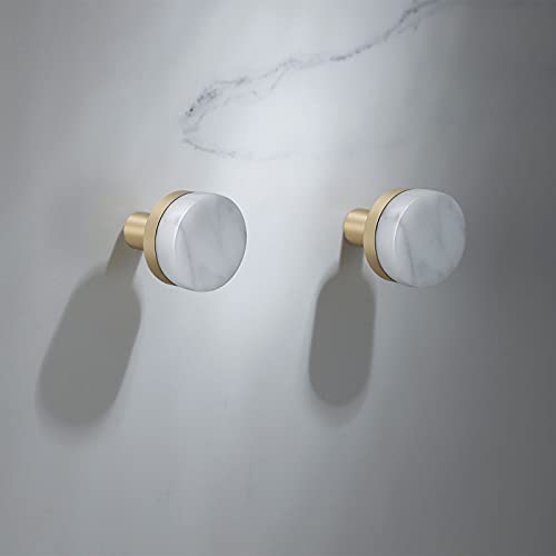 ZASCHIS brass brushed gold coat hook natural marble bathroom bathrobe hook towel hook entrance doorway golden hook（the marble is natural, every texture is different Please refer to the goods received）