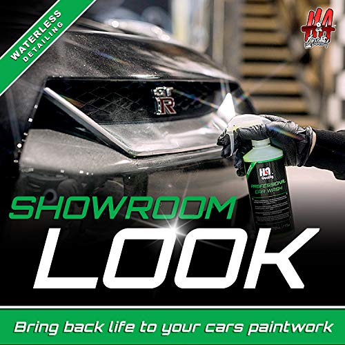 H&A QUALITY Professional Car Wash - Waterless Auto Cleaning Spray Solution - Removes Vehicle Dirt, Grime, Mud - Cleans & Polishes Exterior Surfaces - Fragrant Scent - Detailing Accessories, 500ml