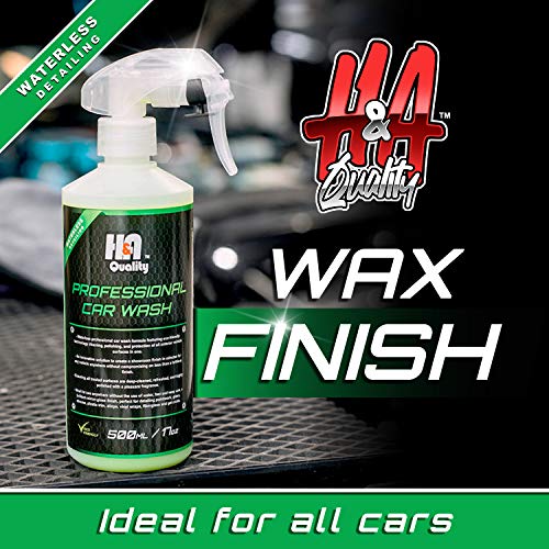 H&A QUALITY Professional Car Wash - Waterless Auto Cleaning Spray Solution - Removes Vehicle Dirt, Grime, Mud - Cleans & Polishes Exterior Surfaces - Fragrant Scent - Detailing Accessories, 500ml