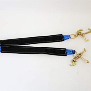 3"x36" V-Bridle Strap with RTJ Frame Cluster Hooks for Towing Blue