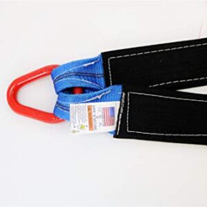 3"x36" V-Bridle Strap with RTJ Frame Cluster Hooks for Towing Blue