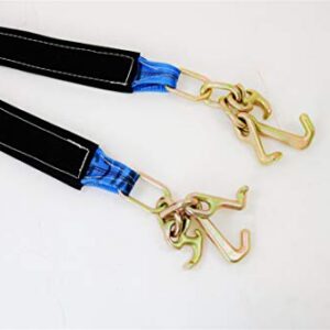 3"x36" V-Bridle Strap with RTJ Frame Cluster Hooks for Towing Blue