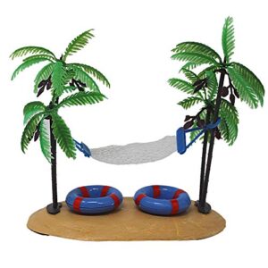 needzo hermit crab habitat decoration, palm tree hammock and food and water dish, fun cage accessory, assorted colors, 5 inches