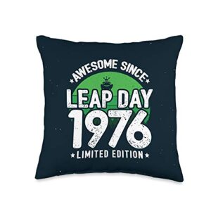 leap day birthday gifts awesome since 1976-leap day baby-leap year birthday throw pillow, 16x16, multicolor