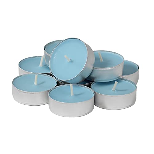 CandleNScent Colored Tea Light Candles | Unscented | Light Blue | Made in USA (Pack of 30)