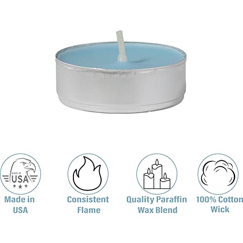 CandleNScent Colored Tea Light Candles | Unscented | Light Blue | Made in USA (Pack of 30)