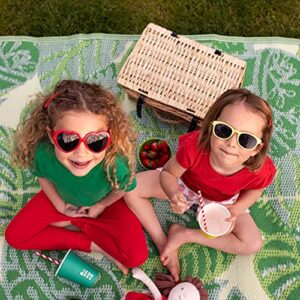 Talking Tables Green Tropical Palm Leaf Waterproof Outdoor Rug | Plastic, Lightweight & Non Slip Mat with Double-Sided Jungle Leaves Pattern | for Garden, Patio, Decking, Bathroom, Utility, Picnic