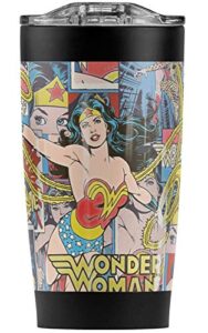 logovision wonder woman wonder collage stainless steel tumbler 20 oz coffee travel mug/cup, vacuum insulated & double wall with leakproof sliding lid | great for hot drinks and cold beverages