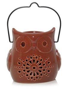 yankee candle pierced owl lantern-style large jar candle holder with decorative cutouts