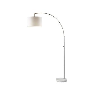 adesso 4012-02 preston 76 inch 100.00 watt white and brushed steel arc floor lamp portable light