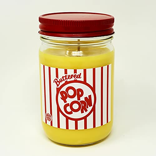 Buttered Popcorn Candle ~ All Natural Premium Soy Candles ~ Movie Night 12oz Jars (Buttered Popcorn)