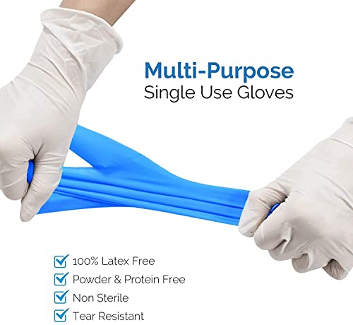 Basic Disposable Vinyl Exam Gloves 100Pcs,XL Size,Cleaning Gloves,Food Service Gloves,Powder Free,Latex Free,Non-Sterile for All Purposes Gloves,Blue (BMPF3004B)