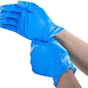 Basic Disposable Vinyl Exam Gloves 100Pcs,XL Size,Cleaning Gloves,Food Service Gloves,Powder Free,Latex Free,Non-Sterile for All Purposes Gloves,Blue (BMPF3004B)