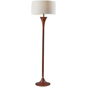 adesso 1601-15 rebecca floor lamp walnut rubberwood with antique brass accent