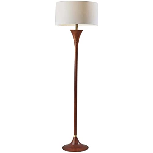 Adesso 1601-15 Rebecca Floor Lamp Walnut Rubberwood with Antique Brass Accent