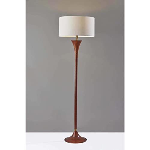 Adesso 1601-15 Rebecca Floor Lamp Walnut Rubberwood with Antique Brass Accent