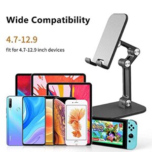 Desk Cell Phone Stand, Multi Super Charge Cable(5A) and Cable Organizer kit , Foldable Desk Phone Holder Dock Compatible with iPad Mini, All Phones