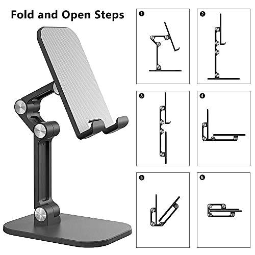 Desk Cell Phone Stand, Multi Super Charge Cable(5A) and Cable Organizer kit , Foldable Desk Phone Holder Dock Compatible with iPad Mini, All Phones