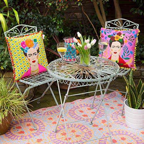 Talking Tables Boho Woven Waterproof Outdoor Rug | Plastic, Lightweight & Non Slip Mat with Double-Sided Geometric Pattern | for Garden, Patio, Decking, Bathroom, Utility, Picnic