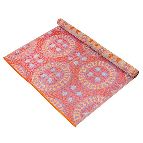 Talking Tables Boho Woven Waterproof Outdoor Rug | Plastic, Lightweight & Non Slip Mat with Double-Sided Geometric Pattern | for Garden, Patio, Decking, Bathroom, Utility, Picnic