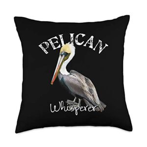 bird wildlife animal beautiful nature pelican whisperer cute shirt bird lover pelican gift throw pillow, 18x18, multicolor