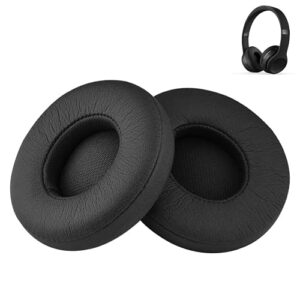 solo 3 earpad replacement solo 2 ear pads cushion accessories compatible with beats by dre solo3/solo2 wireless a1796/b0534 headphones, made of protein leather memory foam (black)