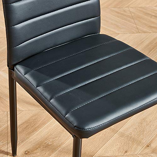 IDS Online Modern Faux Leather with Metal Legs High Back Padded Seat Chair for Kitchen, Dining Living Room, Restaurant, Set of 6, Black