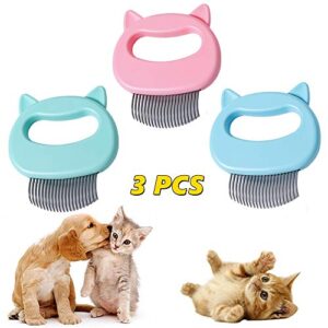 cat comb pet cat short & long hair removal massaging shell comb soft deshedding brush grooming and shedding matted fur remover massage dematting tool for dog puppy rabbit bunny (3 piece)