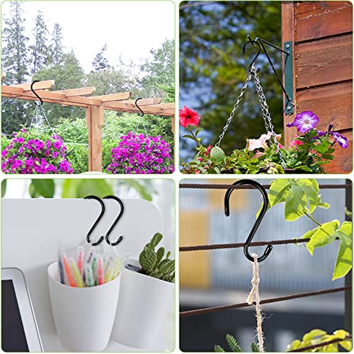 DINGEE 12 Pack S Hooks Heavy Duty Vinyl Coated Large S Hooks 6 inch Non Slip 7mm Thickness S Hooks for Hanging Plants,Sturdy Metal Black S Hooks for Closet,Bird Feeders,Kitchen,Tools,Bikes
