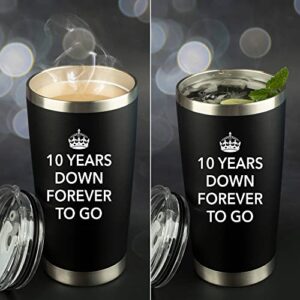JENVIO 10 Year Anniversary for Him | 20oz Steel Travel Tumbler/Mug for Coffee or Cold Drinks | 10th tenth best Wedding Cup Gifts for Men Her Woman Work Husband Idea