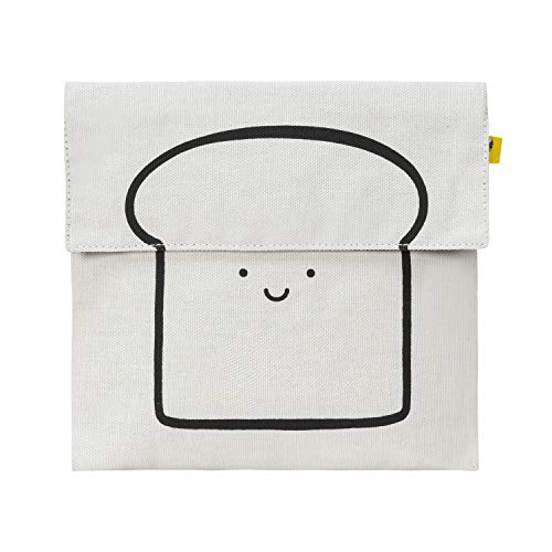 Fluf Flip Snack Sack: Reusable Snack & Sandwich Bag | Organic & Recycled Materials | Tested Food-Safe | Machine Washable (Bread Black)