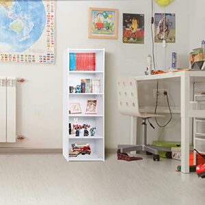 ZENY 5-Tier Shelf Bookcase, Freestanding Wood Storage Display Open Bookshelf for Home Office, White