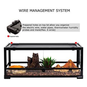 REPTI ZOO Glass Reptile Terrarium 20 Gallon, Front Opening Reptile Tank 30" x 12"x 12" for Reptile Pets Gecko Lizard Snake, Top Screen Ventilation Escape Proof Lid