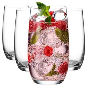godinger highball glasses, tall beverage glass cups, european made - 16oz, set of 4