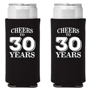 veracco cheers to 30 years thirth birthday gift for dirty thirty party favors decorations slim can coolie holder (black, 6)