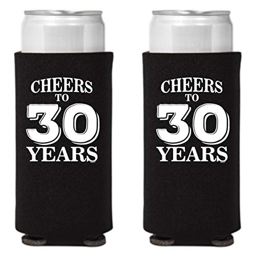 Veracco Cheers To 30 Years Thirth Birthday Gift For Dirty Thirty Party Favors Decorations Slim Can Coolie Holder (Black, 6)