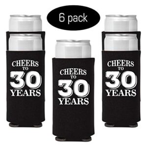 Veracco Cheers To 30 Years Thirth Birthday Gift For Dirty Thirty Party Favors Decorations Slim Can Coolie Holder (Black, 6)